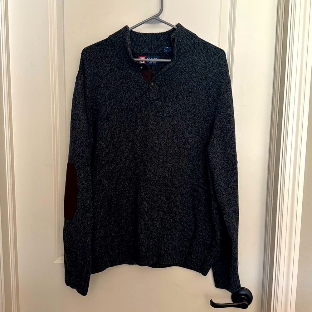 Men’s button collar, gray chaps sweater